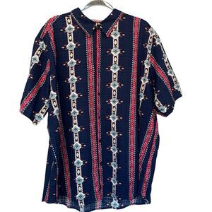 Vatpave Mens Aztec Button Up XXL 2X Western Cowboy Rodeo Ranch Multicolor Casual